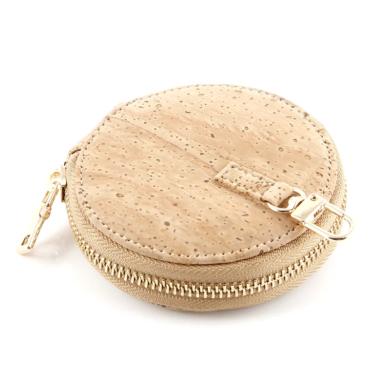 Bolsa de cortiça macia multicartões com textura vintage